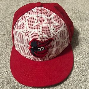 New Era Authentic Orioles Red and White Star Fitted Hat 7 3/8 inches